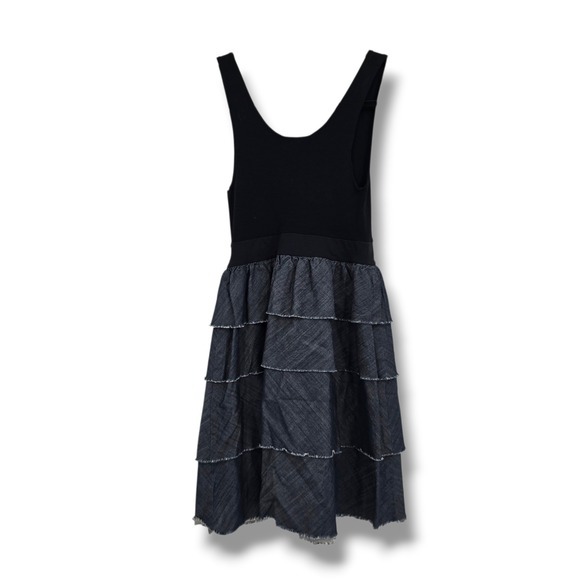 Theory Dresses & Skirts - Theory Womens P/S Tiered Denim Look Fit & Flare Dress Black‎ Blue Sleeveless